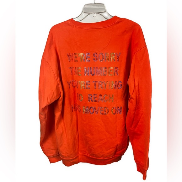 Boys Lie Women's 1-800 Remix Bedazzled Orange Crewneck Sweatshirt- One Size - Picture 4 of 7